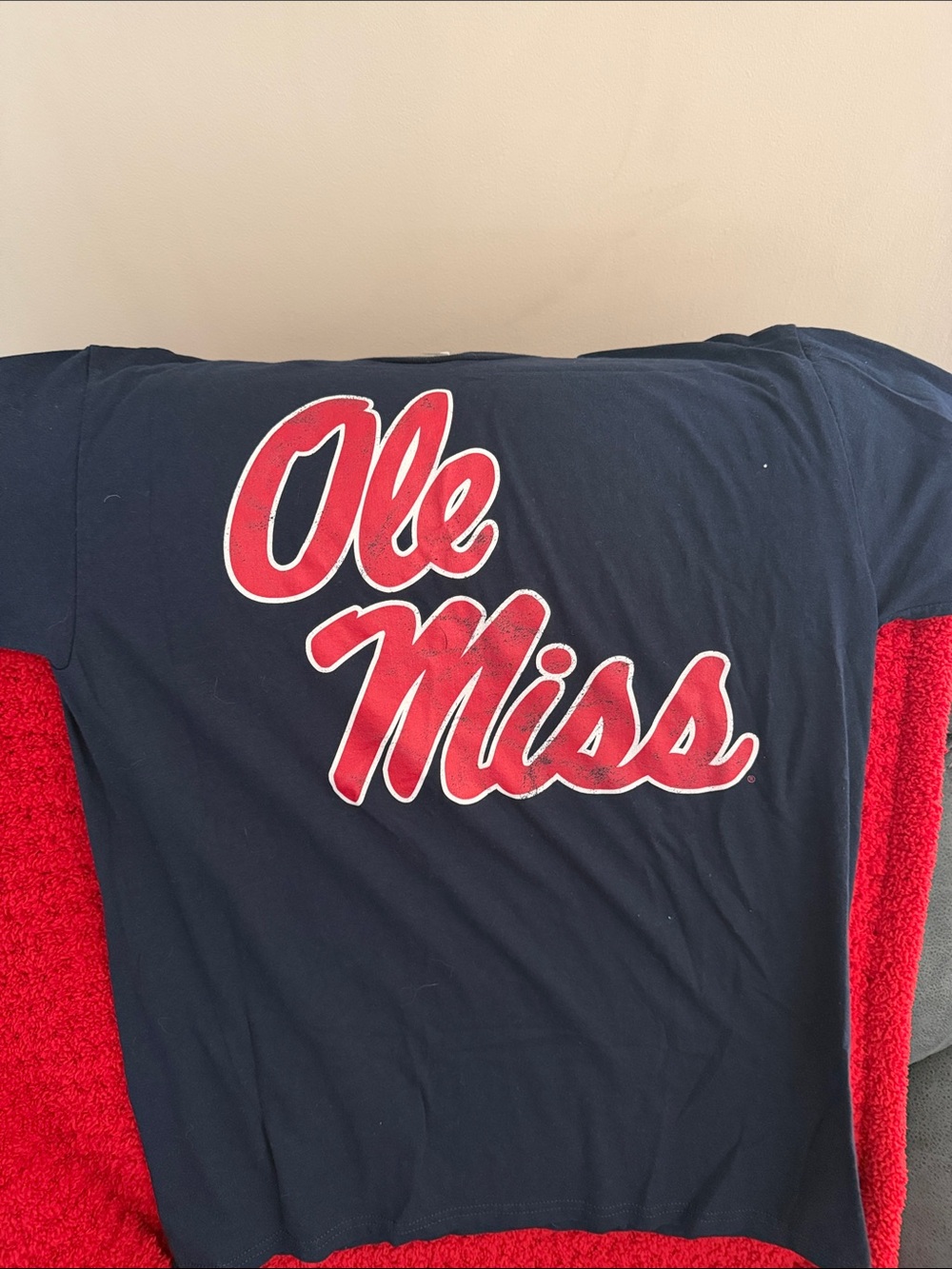 Fruit of the Loom Navy Tee with Red "Ole Miss" Script